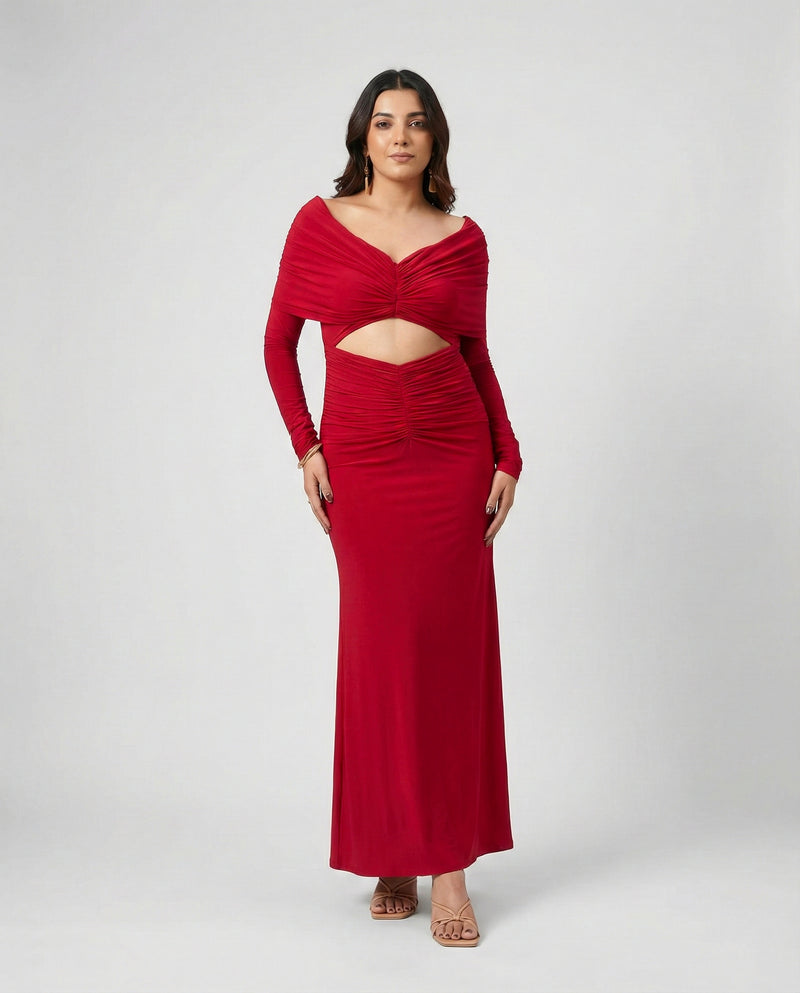 Net and Balloon Lycra Long Dress