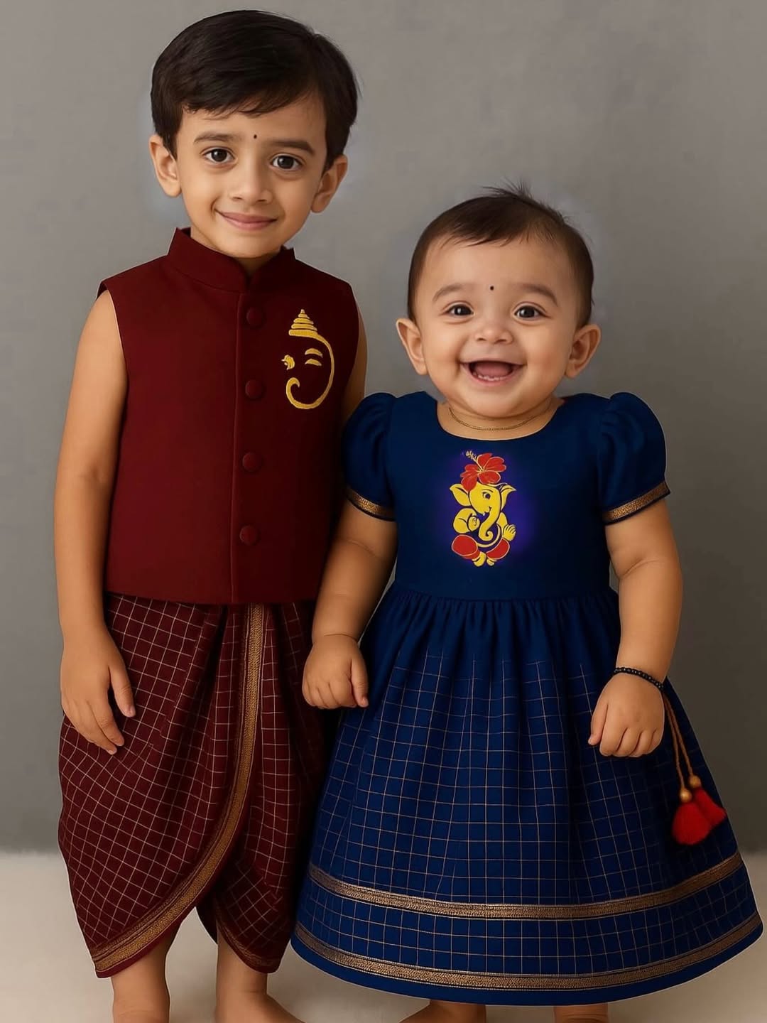 Mom Son Ganesh Chaturthi Paithani Outfit Combo