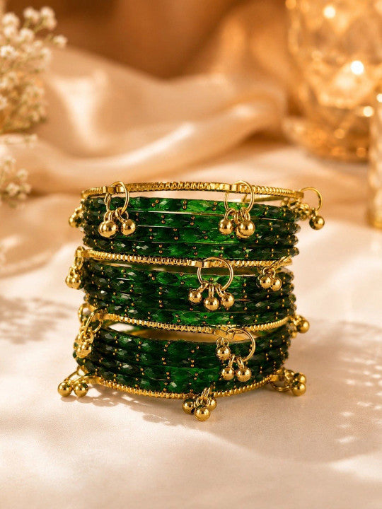 Rangrez Rainbow and Ghungroo Bangle Set