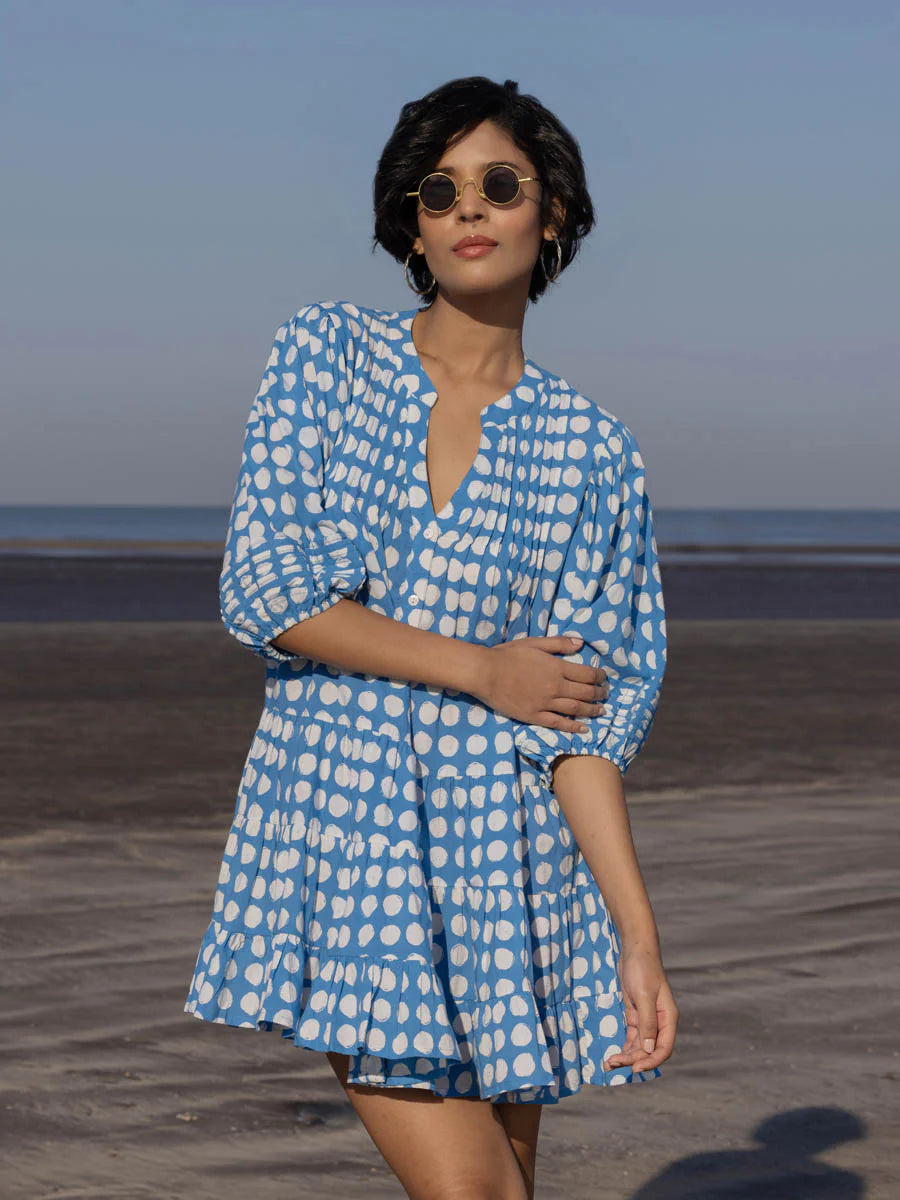 The Anna Blue and White Midi Dress