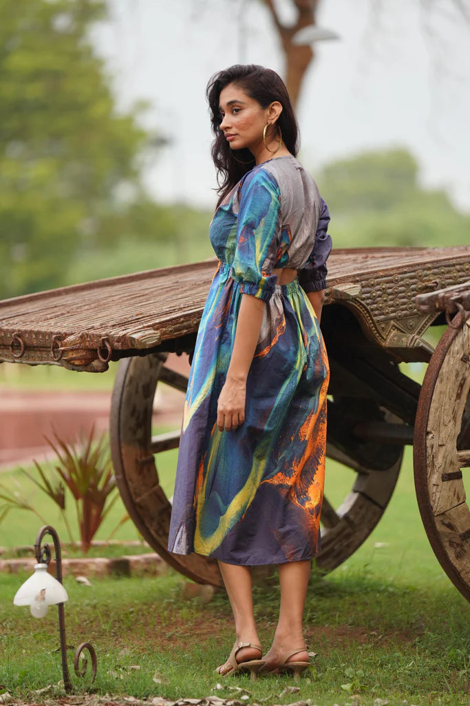 Midi dress with cut-out design