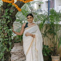 Off-White Classic Cotton Saree
