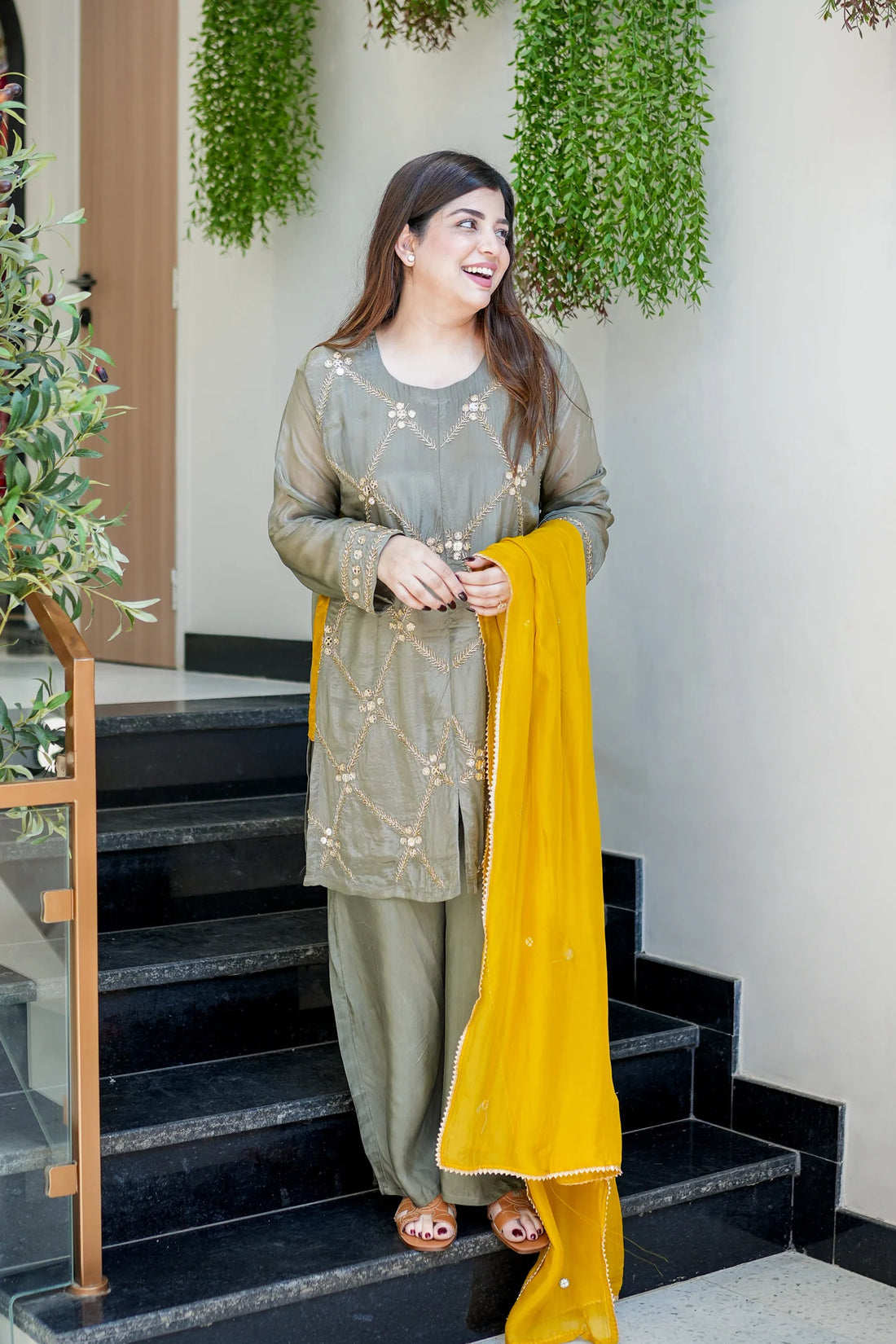Noor Embroidered Kurta Palazzo Dupatta Set