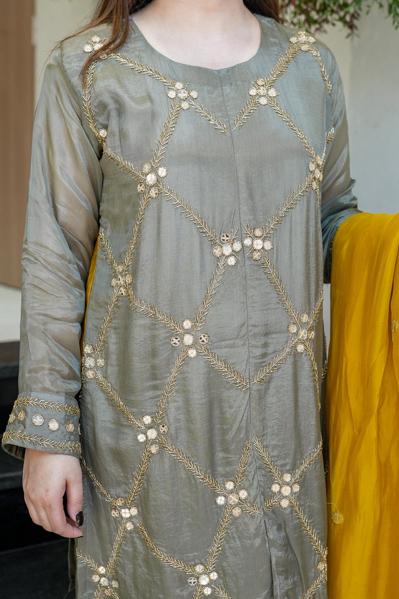 Noor Embroidered Kurta Palazzo Dupatta Set