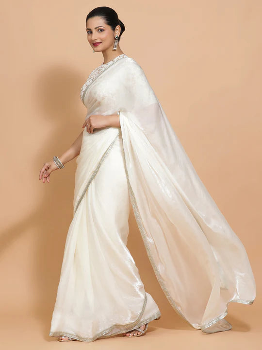 subtle shimmer saree