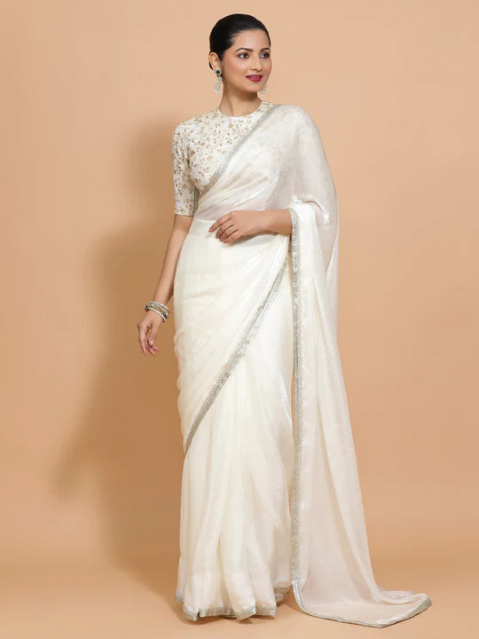 zari lace border saree