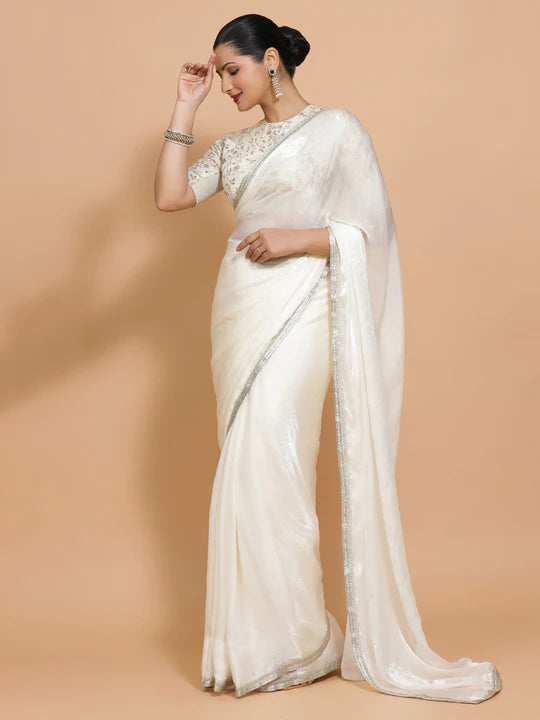 sheer saree with lace