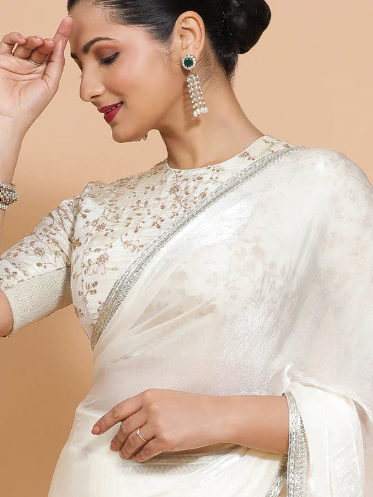 zari lace border saree