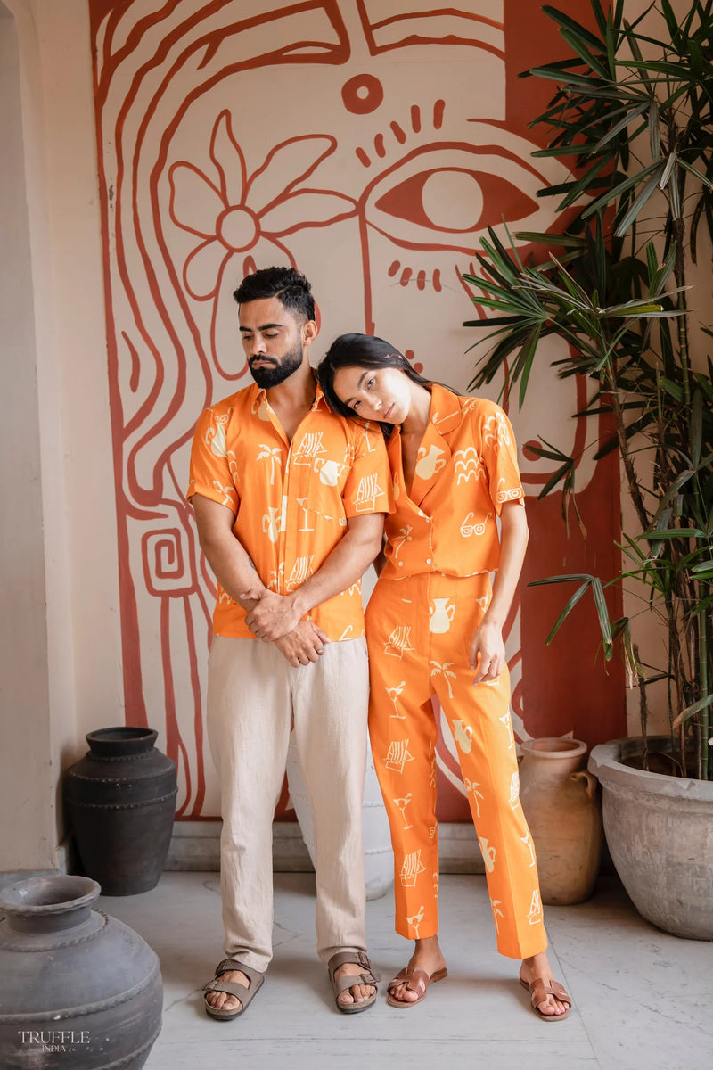 Orange Summer Spring Dress Set