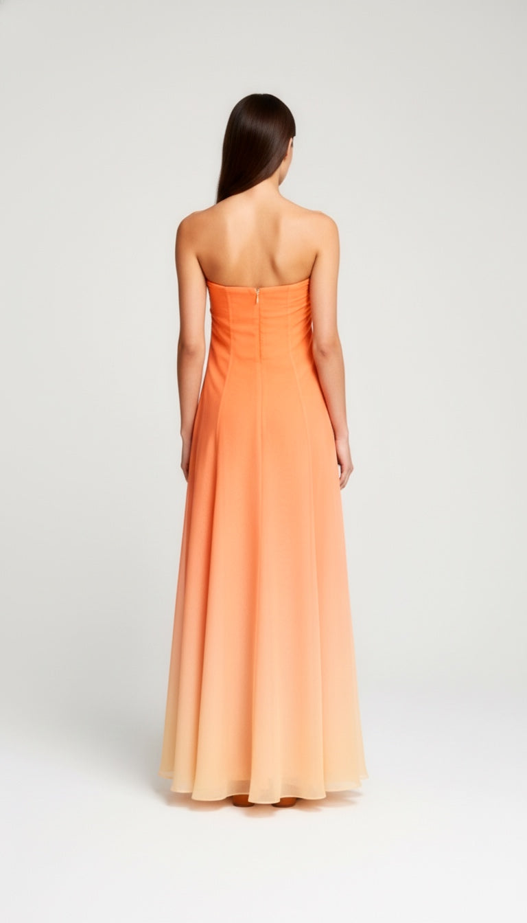 Orange Ombre Semi-Sheer Gown