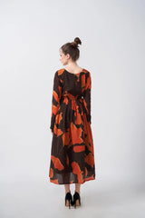 orange and brown dress
