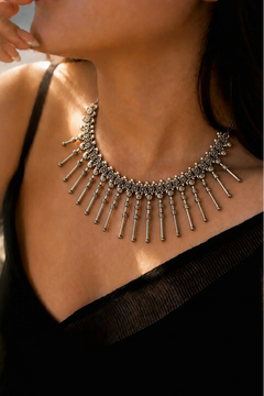 Oxidized Silver Trendy Statement Necklace
