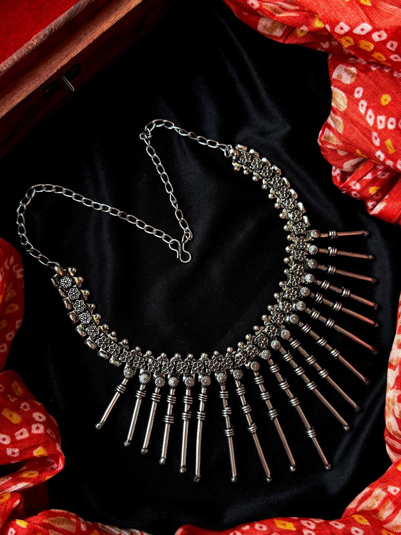 Oxidized Silver Trendy Statement Necklace