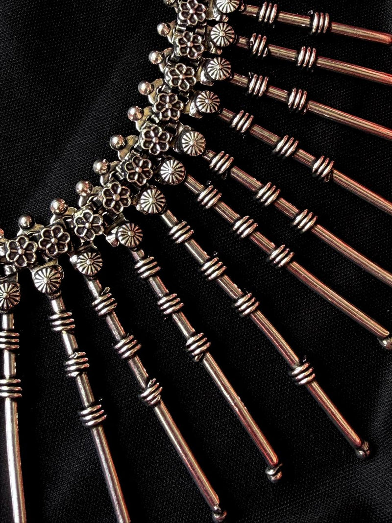 Oxidized Silver Trendy Statement Necklace