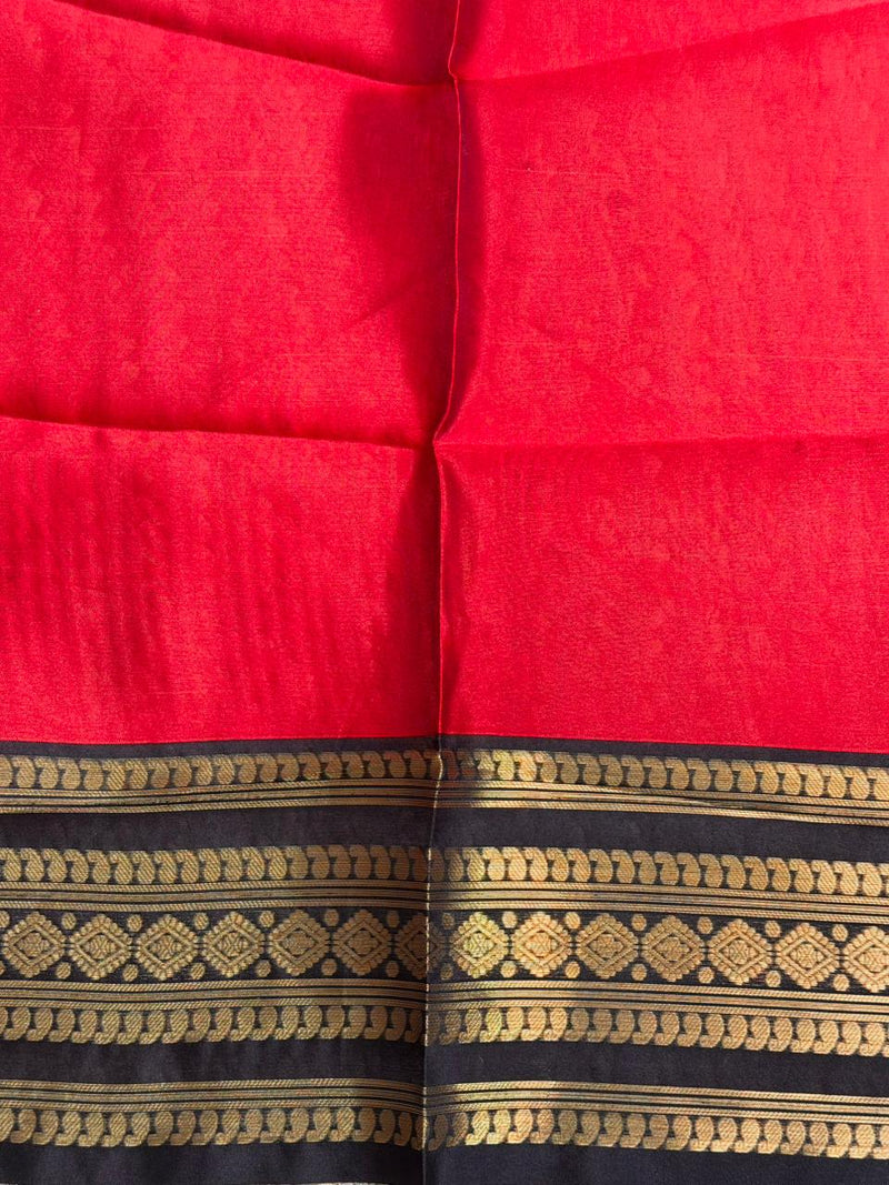 Royal Crimson Banarasi Silk Saree with Stitched Blouse