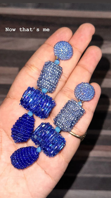 Electric Blue Seed Bead Dangler Earrings