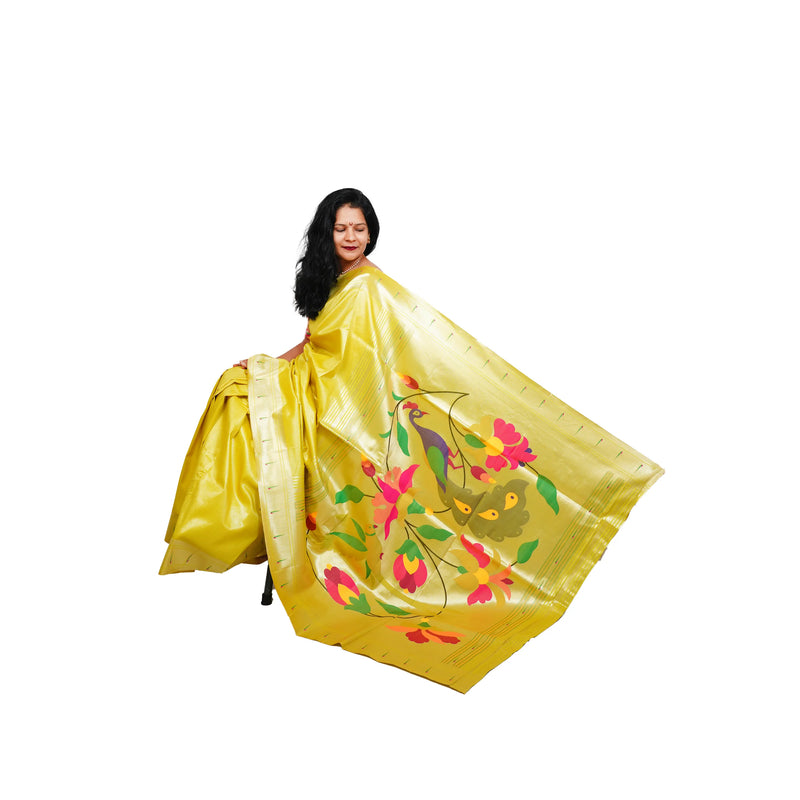 Lotus Soft Silk Paithani Saree with Multicolor Pallu