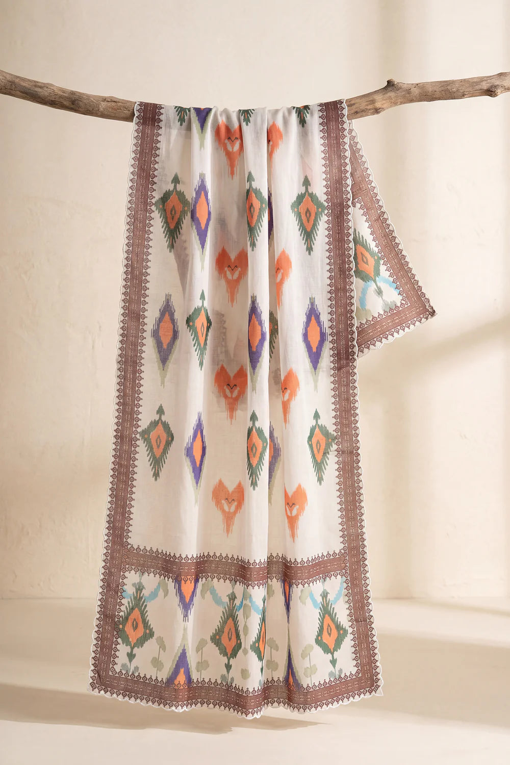 Ikat Printed Lawn Cotton Co-ord Set with Farsi Pants