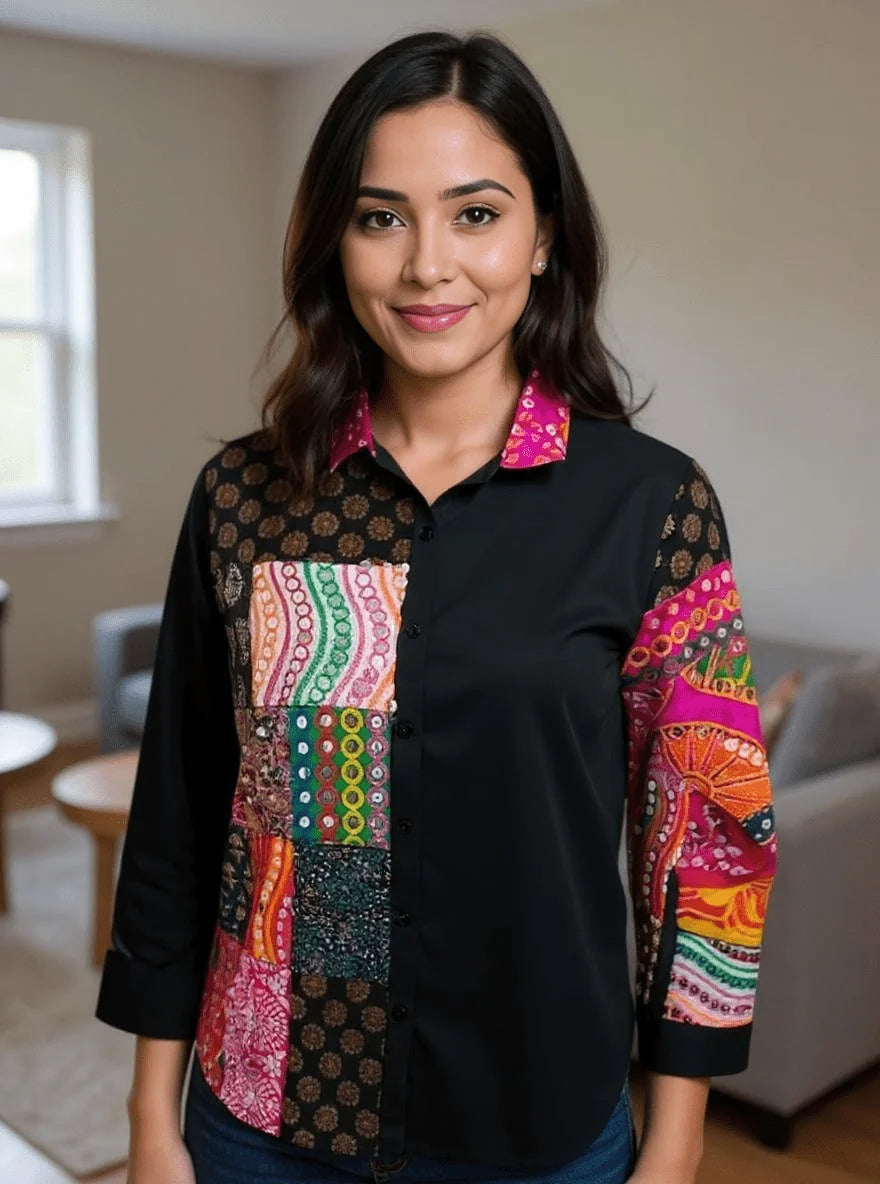 Woman Berang Patchwork Fusion Shirt
