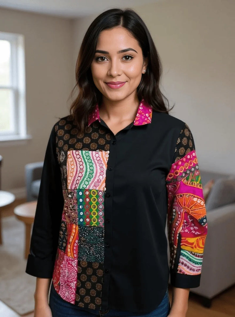 Woman Berang Patchwork Fusion Shirt