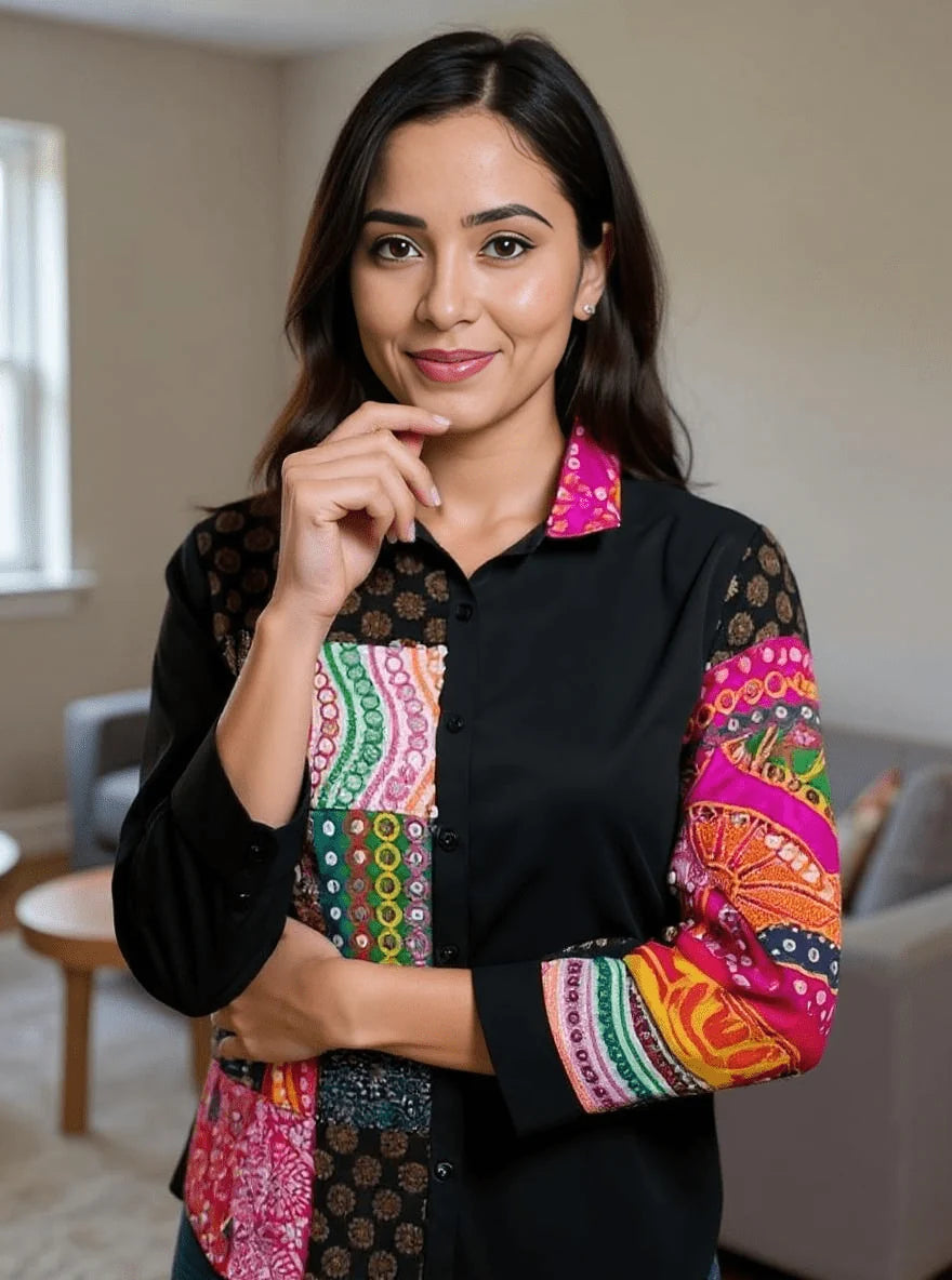 Woman Berang Patchwork Fusion Shirt