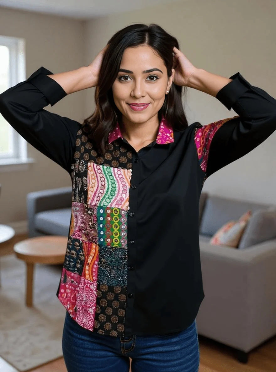Woman Berang Patchwork Fusion Shirt