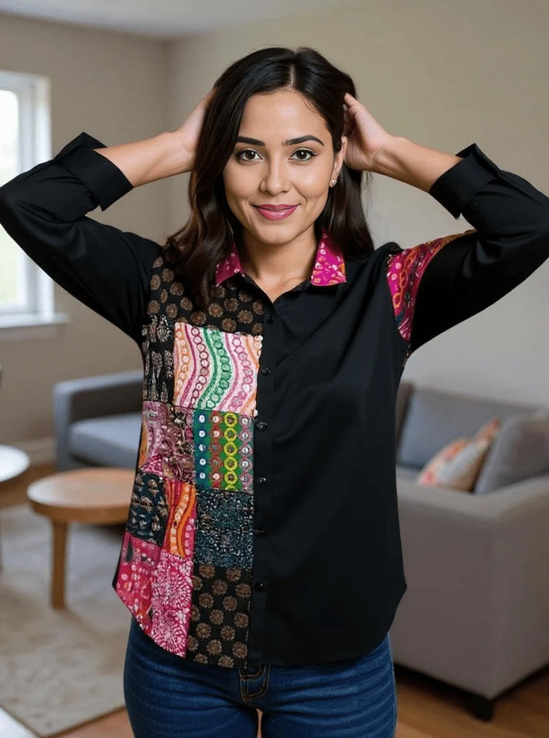 Woman Berang Patchwork Fusion Shirt
