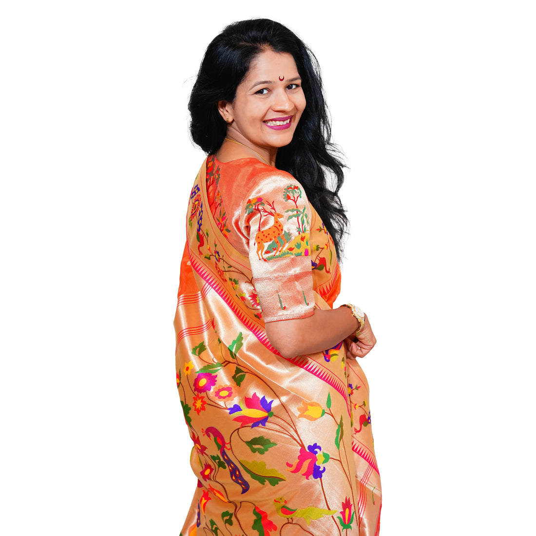 Mayurika Pure Silk Paithani Saree with Royal Floral Bird Pallu