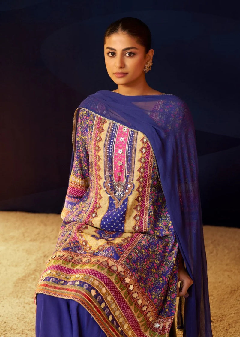 Periwinkle Crepe Full Work Suit Set
