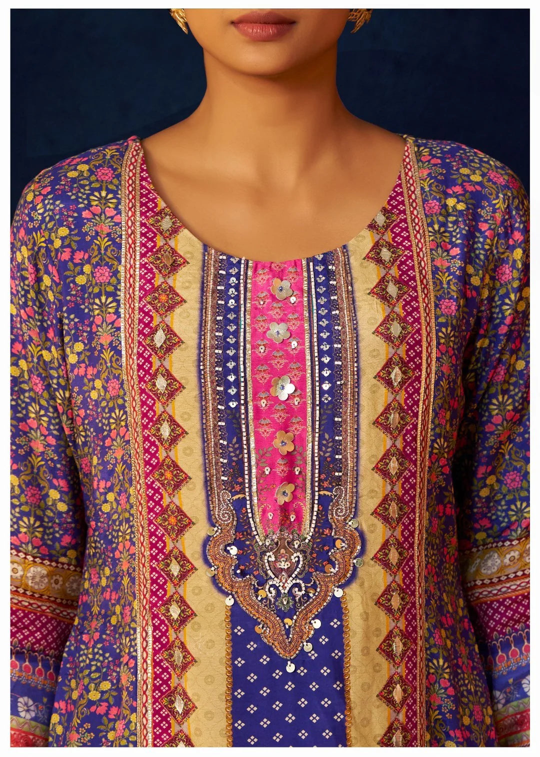 Periwinkle Crepe Full Work Suit Set