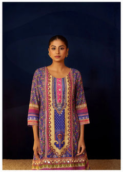 Periwinkle Crepe Full Work Suit Set