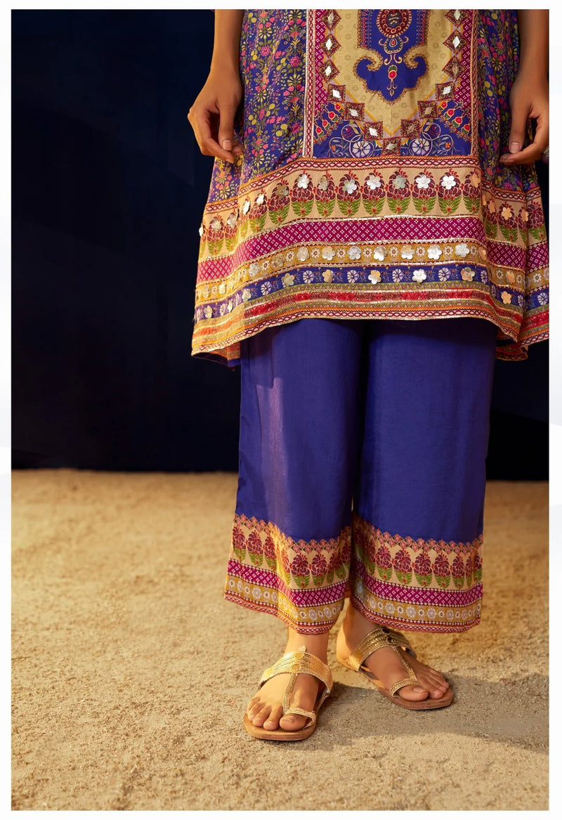 Periwinkle Crepe Full Work Suit Set