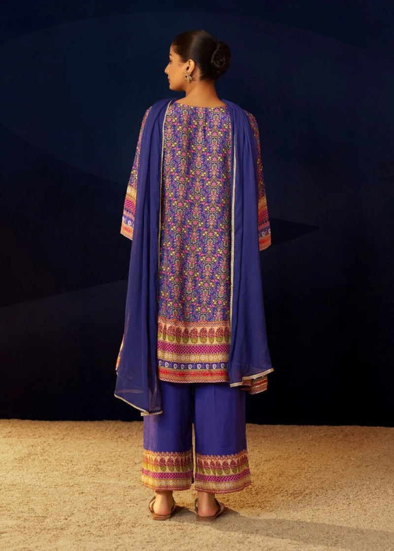 Periwinkle Crepe Full Work Suit Set