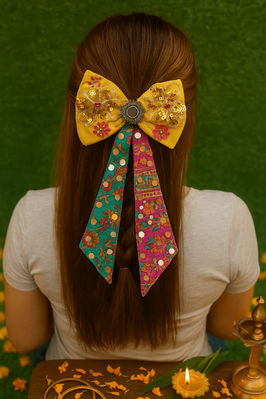 Phoolon Ki Rani Yellow Floral Bow