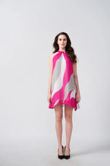 Pink Chinnon Tie-back Short Dress