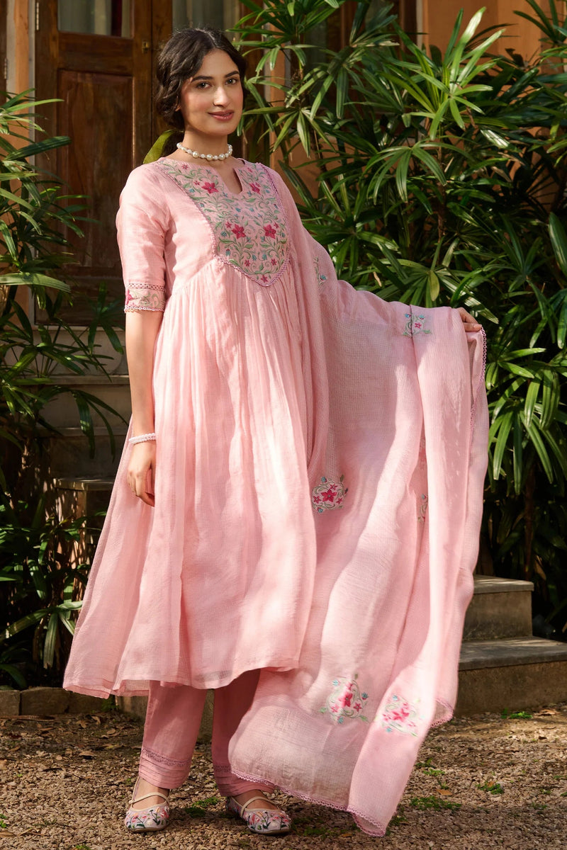 Gulabo Pink Doria Embroidered Suit Set