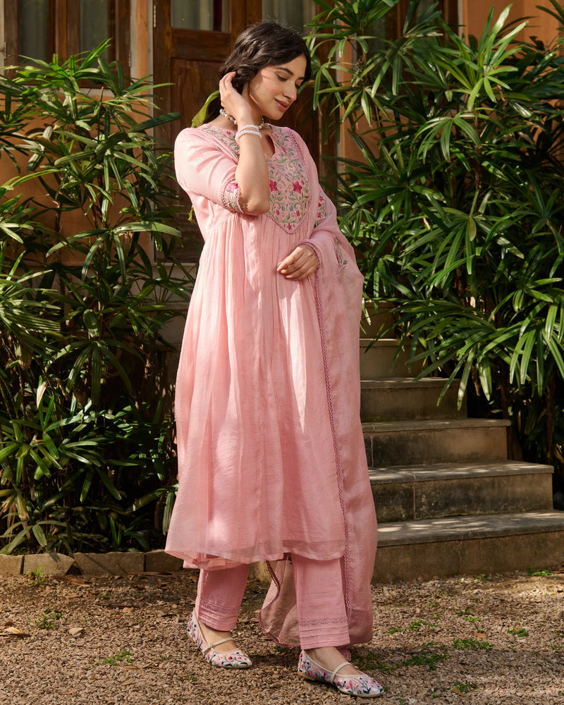 Gulabo Pink Doria Embroidered Suit Set