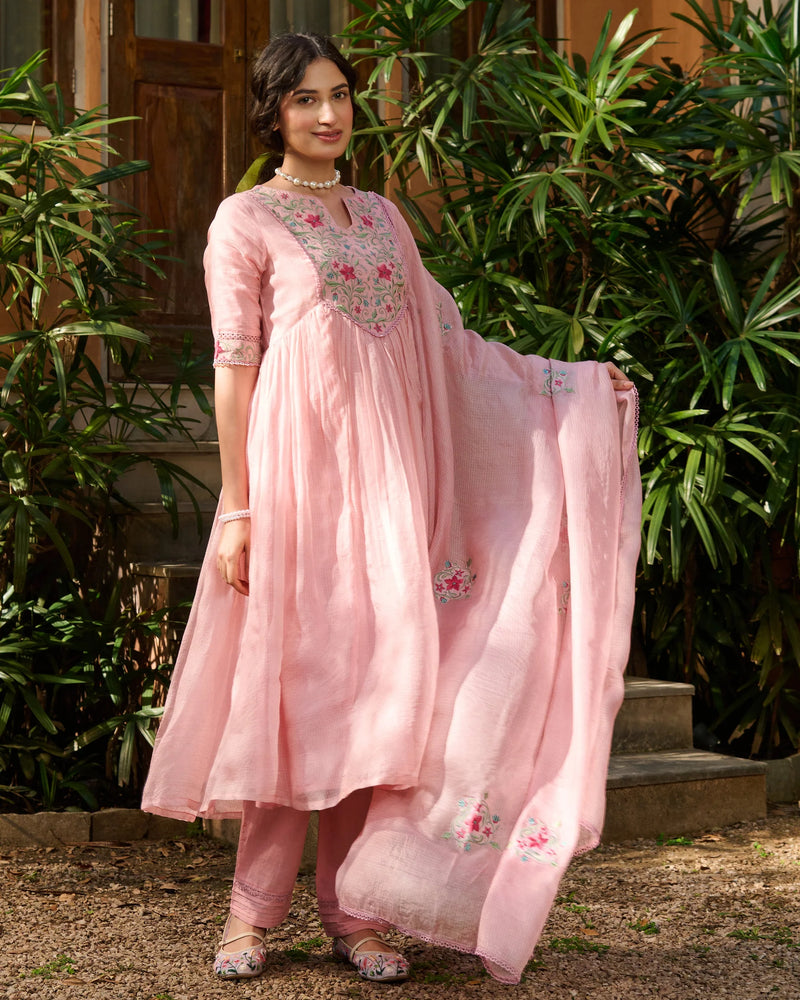 Gulabo Pink Doria Embroidered Suit Set
