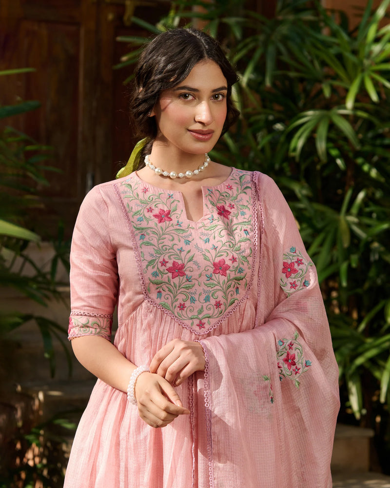 Gulabo Pink Doria Embroidered Suit Set