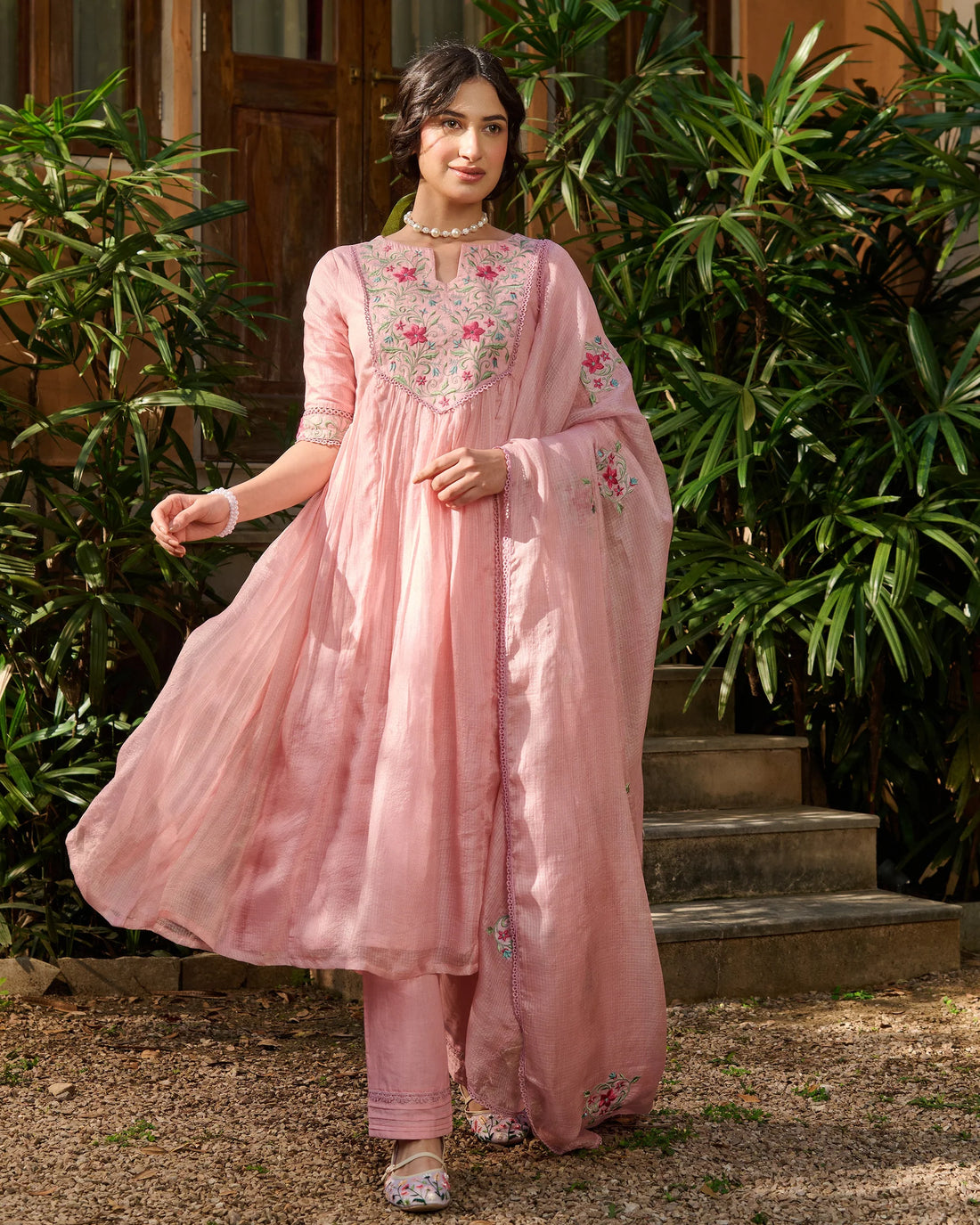 Gulabo Pink Doria Embroidered Suit Set