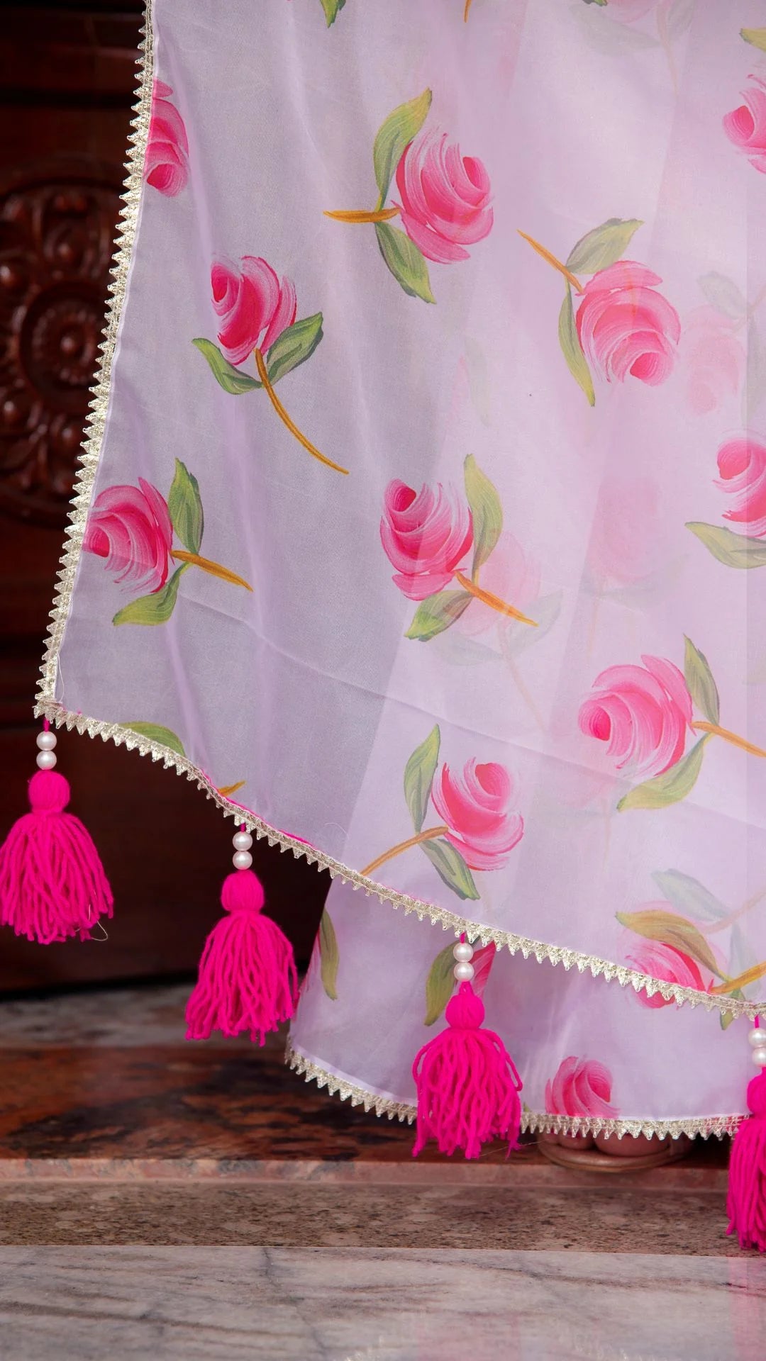 organza saree with dori