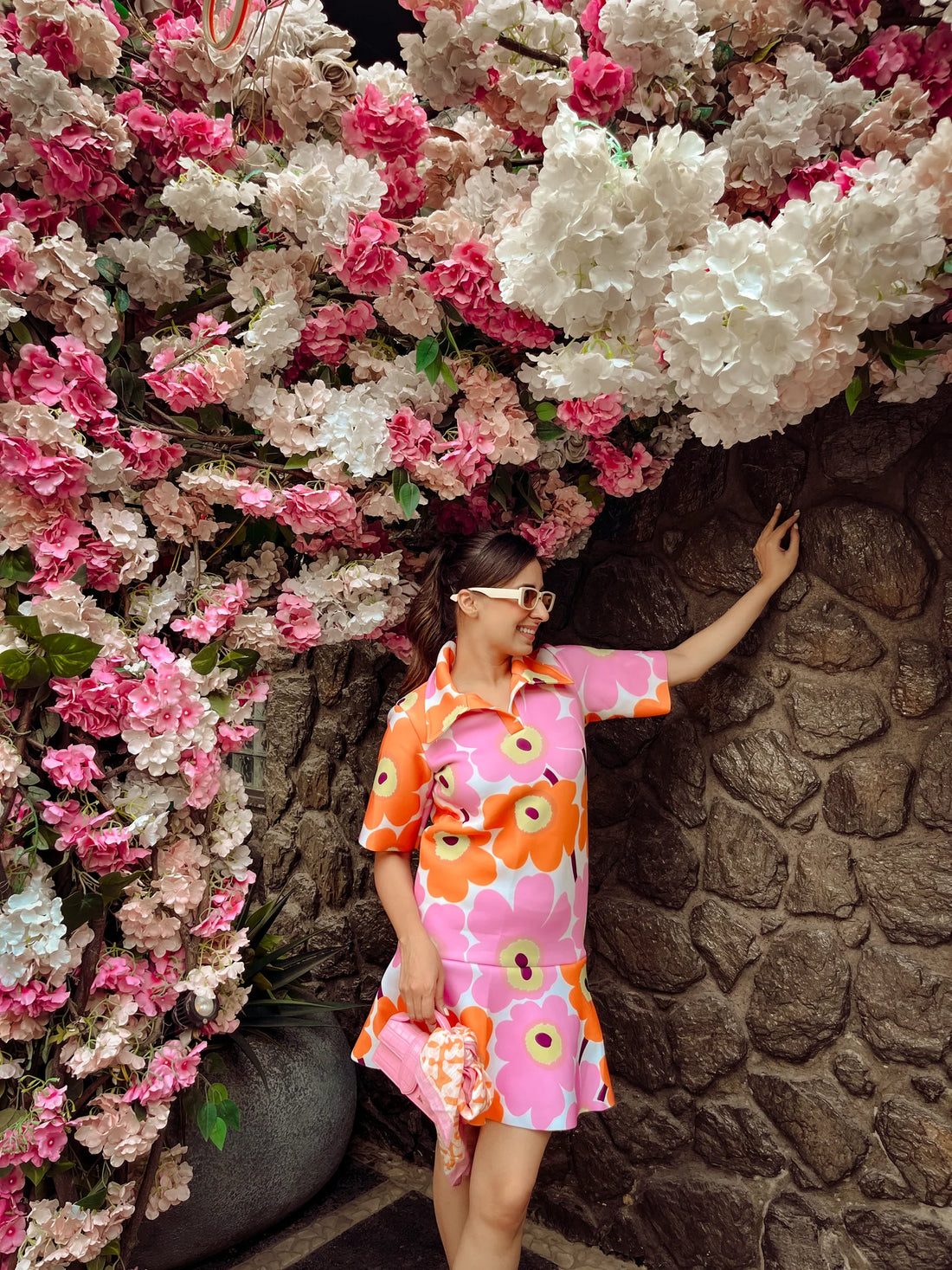 pink floral dress