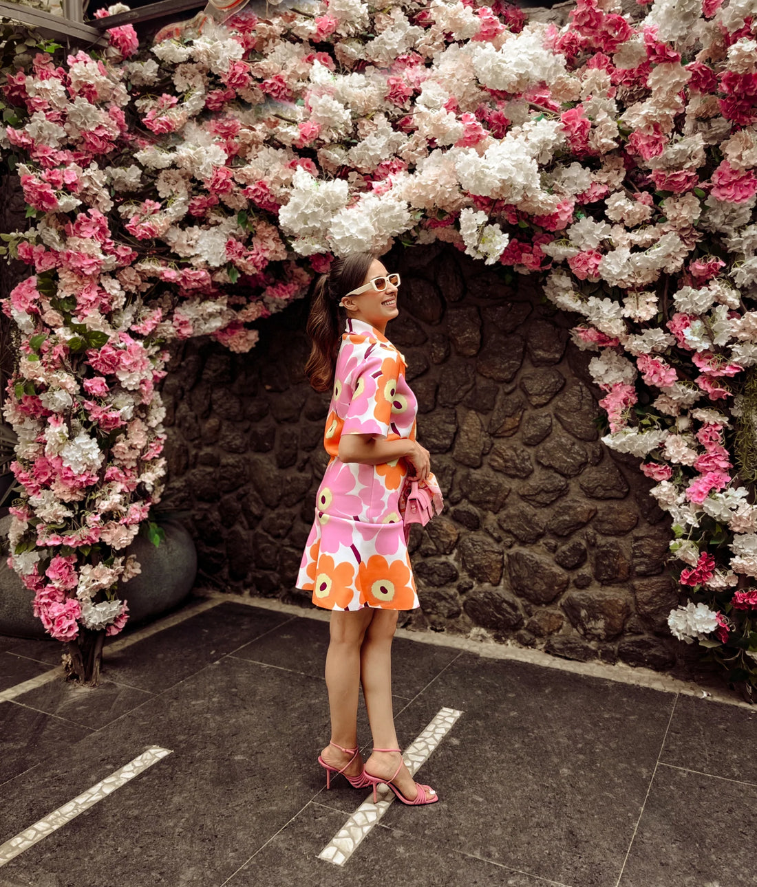 pink and orange dress