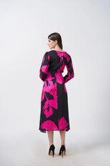 V-neck silk dress