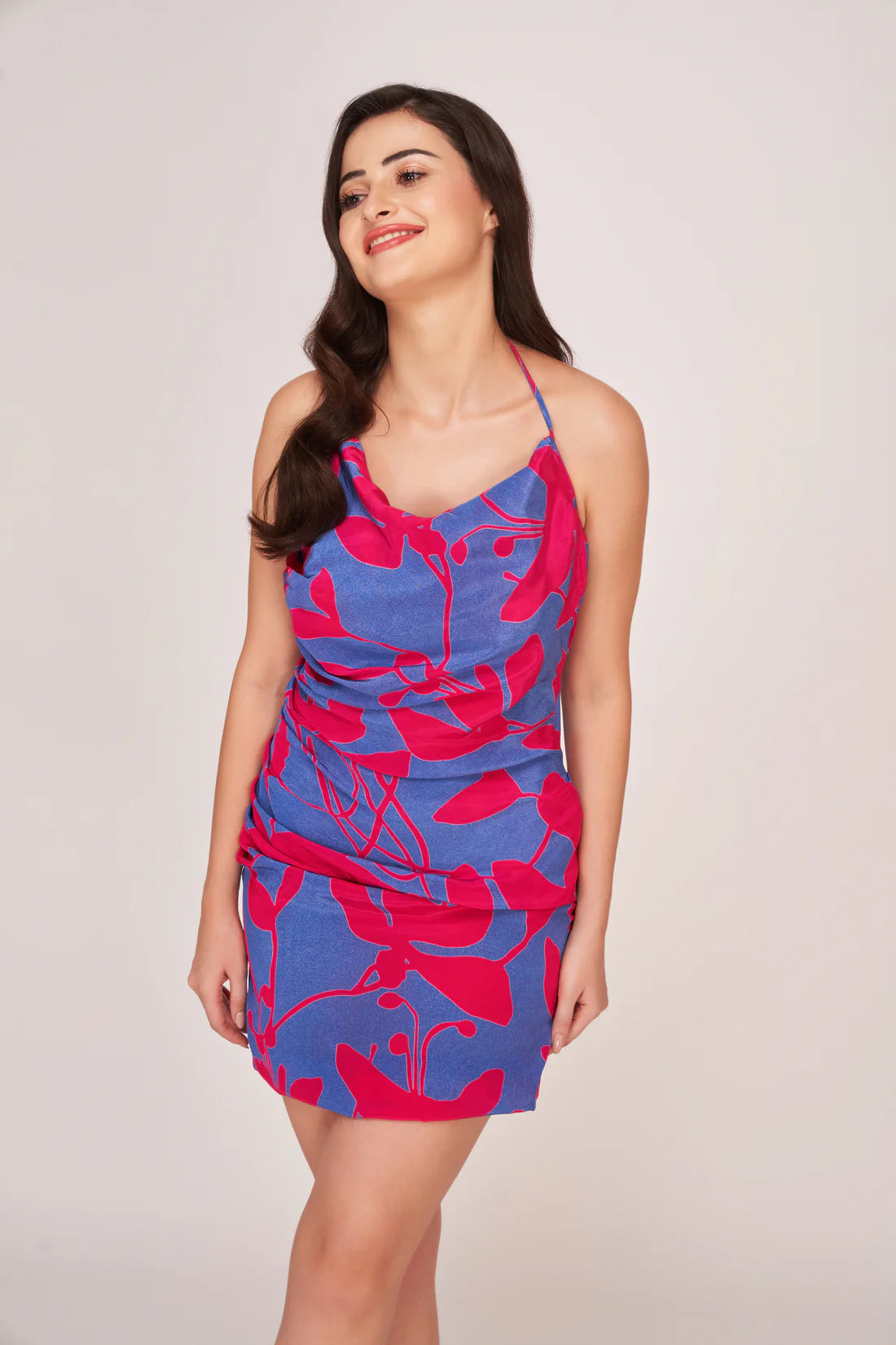 blue satin dress