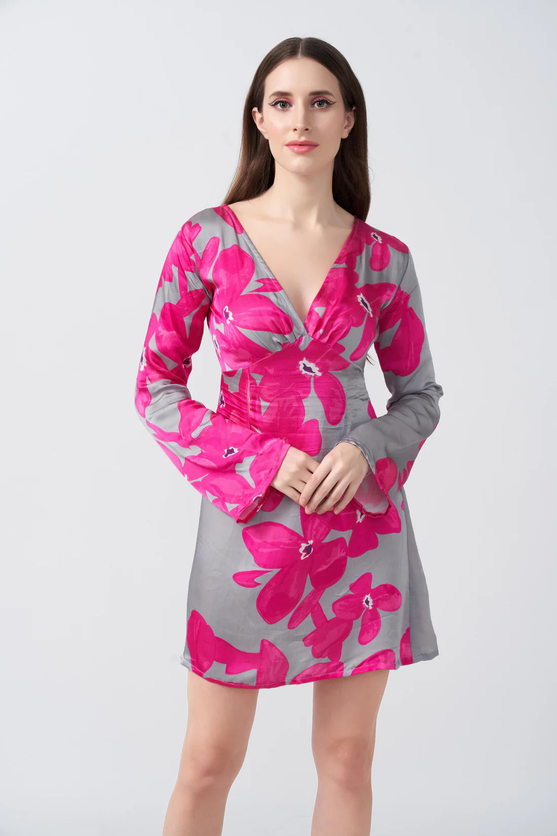 satin floral dress