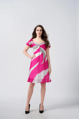 Pink and White Chinnon Short Dress