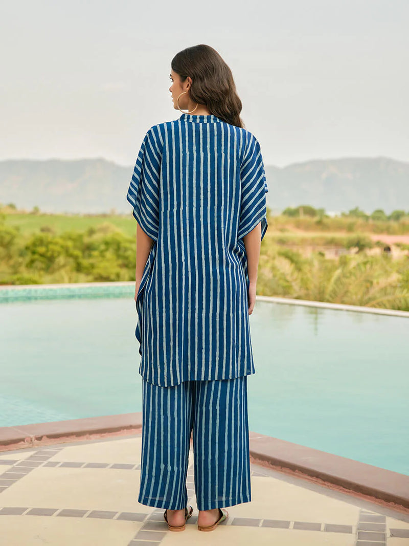 indigo striped kaftan
