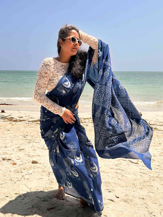 Plume Indigo Mul Cotton Saree 800