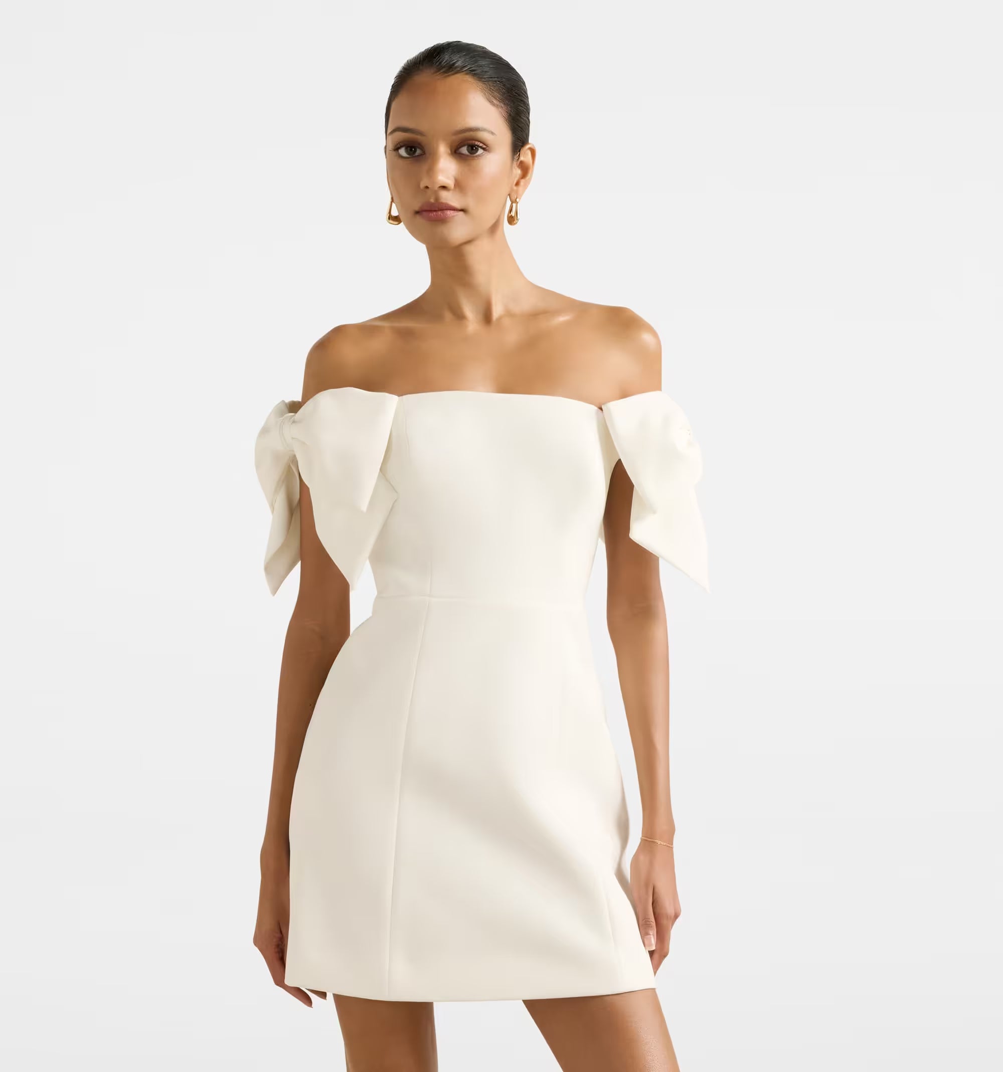 Porcelain Petite Mini Bow Dress